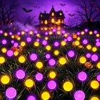 Kohlrabi Halloween Decorations Outdoor, 4 Pack 32 LED Purple and Orange Solar Firefly Lights Waterproof, Sway by Wind, Solar Wind Swaying Light for Garden Yard Patio Pathway Decoration by KohlrabiDecor