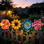 4 Pack Outdoor Solar Lights,Outdoor Waterproof Metal Art Stick Flowers,Garden Decor for Women Mom Grandma Halloween Hanging Metal Stakes Lights for Garden,Lawn,Patio - Image 6