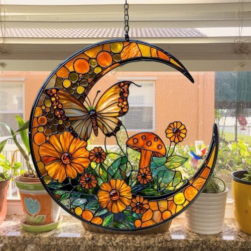 Boho Forest Mushroom Butterfly Acrylic Suncatcher - Image 4
