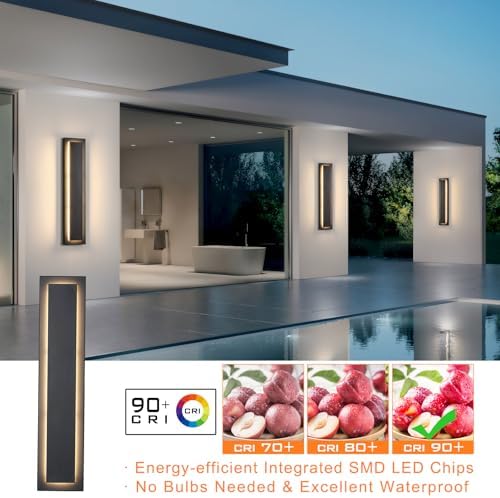 tewei Modern LED Outdoor Wall Lights Black Exterior Porch Lights, 15.7'' - Image 2
