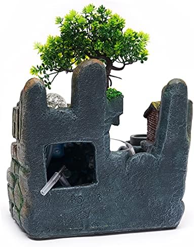 LuuChain Rockery Water Fountain Tabletop Mountain Cascading Waterfalls Indoor Resin Small Waterfall Fountain with LED Lamp for Office Iving Living Room Office Decoration - Image 5