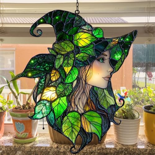 Leafy Witch Acrylic Suncatcher - Image 4