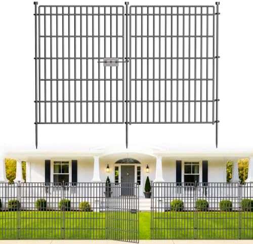 No Dig Garden Fence, Dog Fencing Outdoor for Yard, 5 Panels with Gate by OutdoorFence