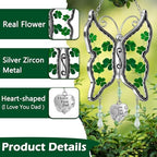 KY&BOSAM St Patrick's Day Shamrock Butterfly Suncatchers I Love You Dad Gifts Ornament Glass Irish for Windows Hanging Wind Chiem with Real Flower Wings Brithday Gifts for Dad Father`s Day Christmas - Image 4