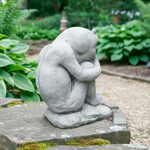 OLOMA Thinking Gargoyle Concrete Garden Statue Outdoor Gothic Decor Handcrafted Stone Fantasy Creature Sculpture Lawn Yard Patio Porch Courtyard Landscape Ornament Cement Beast Garden Accent - Image 2