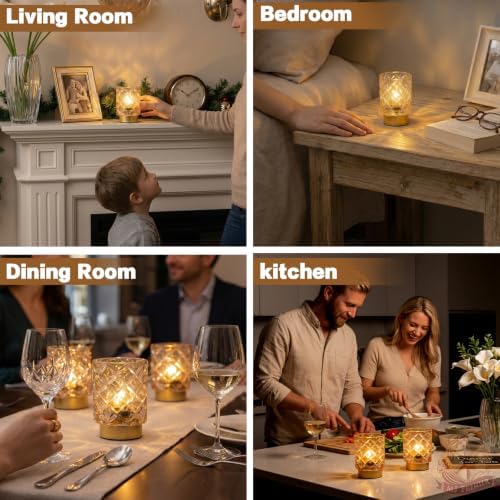 Battery Operated Lamp Timer, Cordless Table Lamp for Shelf Decor, Rhombus - Image 5