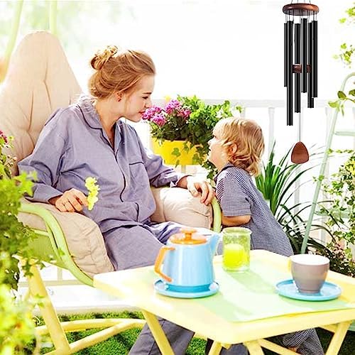Large 6 Tune Tubes Aluminium Wind Chimes for Outside 37" Wooden Sympathy Windchimes Memorial for Outdoor Garden Patio Decoration with Wind Catcher A Unique Gift for Grandma - Image 2