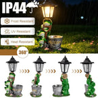 Frog Garden Statue Home Outdoor Decor with Solar Lantern and Flowerpot Solar Frogs Sculptures Waterproof Garden Outside Figurine Ornament, Women Gardening Housewarming Gift for Yard Pond - Image 5