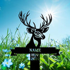 Personalized Hunter Grave Marker Deer Antlers Memorial Garden Stake 8-24 inch Hunter Dad Loss Gift, Hunter Memorial Gift Loss of Loved One (Deer Antlers) - Image 2