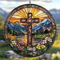 Floral Cross Acrylic Suncatcher by AVAGAN