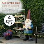 Alpine Corporation ZKD100 Jumbo Size Gnome with Bird Decor, Whimsical Gnome Statue for Patio & Garden, 48" H, Multicolor - Image 4