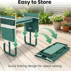 Foldable 2-in-1 Garden Kneeler & Seat, Heavy-Duty Gardening Stool with Soft Kneeling Pad, Tool Pouches, Portable Gardening Bench for Planting, Yard Work & Outdoor Tasks Green - Image 4