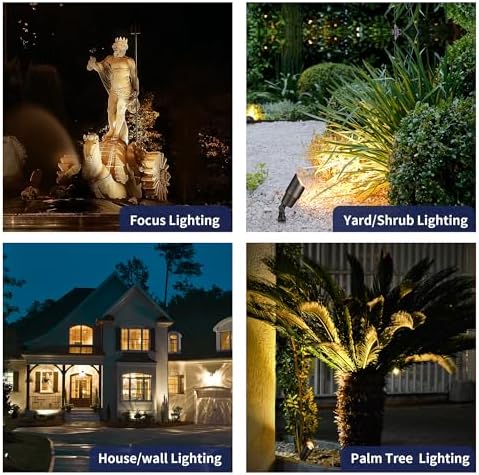 Gardenreet Brass Landscape Spotlights 12V, Low Voltage Spot Light Outdoor LED, Wired IP65 Waterproof Uplight, ETL Bronze for Garden Yard Tree House with 5W 2700K Warm White MR16 Bulb - Image 4