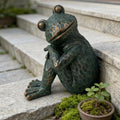 Vintage Verdigris Meditating Frog Garden Statue, 9.8" H by ResinHaven