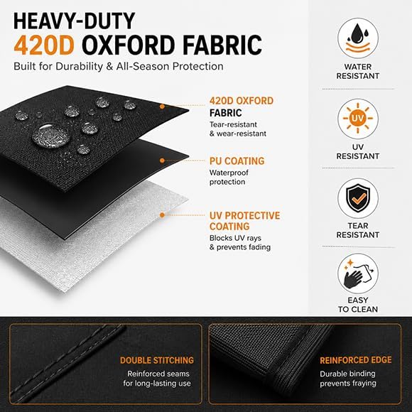 Round Fire Pit Cover for Member's Mark Tabletop Fire Bowl, Compatible con Best Choice Products, Cubierta Redonda de Tela Oxford 420D con Cordón Ajustable para Patio y Jardín,C 122 * 46cm - Image 3