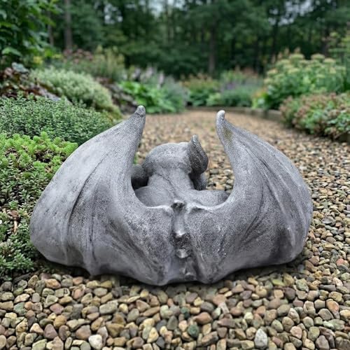 OLOMA Gothic Resting Gargoyle Concrete Garden Statue Winged Demon Fantasy Sculpture Outdoor Garden Yard Patio Graveyard Halloween Decor Weather Proof Accent Decor - Image 2