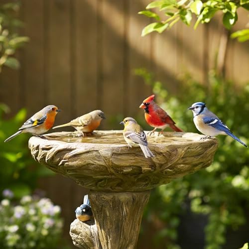 SKYFIRE 25.5” H Fibre Reinforced Concrete Bird Bath with Birds for Garden, Woodland Tree Trunk Decoration Outdoor Bird Bath，Pedestal Birdbaths for Outdoors, Garden, Patio, Lawn, Backyard - Image 3