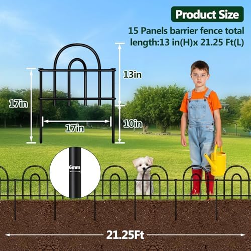 Decorative Garden Fence, 15 Panels No Dig Fence, 21.25 ft(L) x 13 in(H) Animal Barrier for Dogs Rabbits, Rustproof Metal Arched Decorative Garden Fences for Flower Bed, Outdoor, Yard, Patio - Image 2