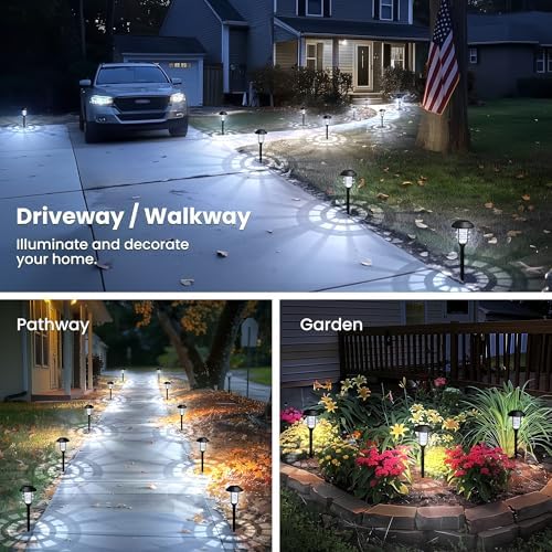SOLPEX Solar Pathway Lights Waterproof Outdoor Lighting, Cold White 8 Pack - Image 4