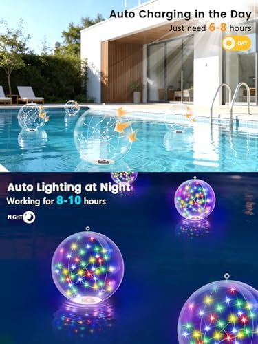 4Pack Floating Pool Lights 15Inch Solar Powered Christmas Balls, Multicolor - Image 4