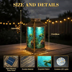 Solar Lantern Outdoor Waterproof Sea Turtle Teal Seagrass Coral Reefs Aquatic Plants Bubbles Sunlight Garden Decor LED Solar Lights Hanging/Tabletop Lamp Gifts for Women Mom for Outside Yard Patio - Image 2