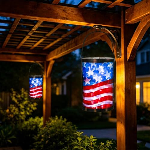 MUMTOP Flag Solar Lantern, Hanging Glass Outdoor Garden Light - Image 4
