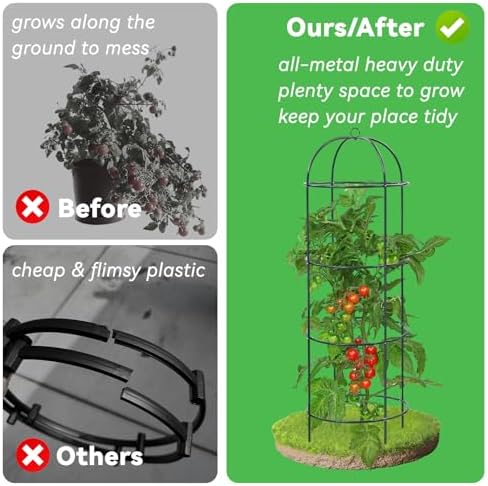 Large Trellis, Garden Obelisk Trellis for Climbing Plants Outdoor, 69" Metal Trellises for Tomato Cucumber Clematis Rose Vine Support, Heavy Duty Round Cage Stand for Grow Bag Raised Bed Yard, 2 Pack - Image 5