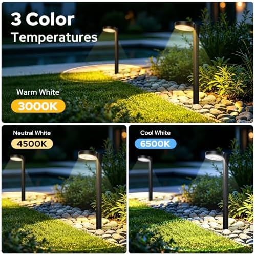 APONUO 12 Pack Solar Pathway Lights Outdoor, 3 Color Temperatures Selectable CCT, Focused Ground Spot Lens, Brighter Up to 12 Hrs IP65 Waterproof Path Lights for Walkway Driveway Yard Garden, Black - Image 2
