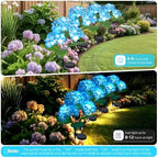 Solar Garden Lights 4 Pack, LED Blue Hydrangea Waterproof Auto On/Off - Image 2