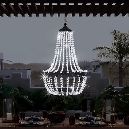 28" Hanging Solar Chandelier Outdoor Waterproof 30 LED Lantern - Image 6