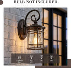 Emliviar Outdoor Porch Light Fixture, 12.4" Outside Wall Mount Lighting for Entryway, Exterior Wall Sconce Lamp with Water Ripple Glass, Oil Rubbed Bronze Finish, XE229BWG-S ORB - Image 4