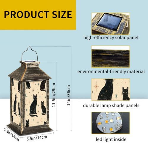 Mid Century Modern Black Cats Solar Lanterns Outdoor Waterproof - Image 6