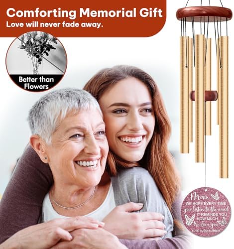 Personalized Mom Memorial Wind Chime – “Every Time You Listen to The Wind” Custom Names Tribute – Sympathy Gift for Loss of a Beloved Parent – Outdoor Remembrance Hanging Windchime for Loving Memory - Image 3