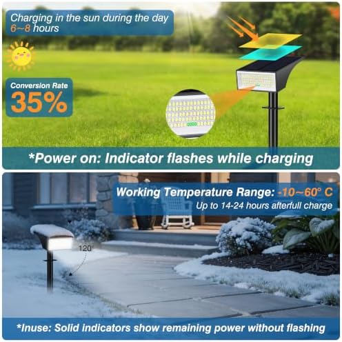 Solar Spot Lights Outdoor with 4‑LED Battery‑Level Indicator, White 4 Pack - Image 4