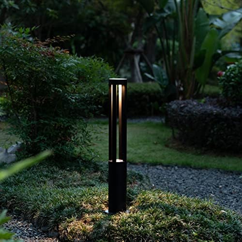 Round Black LED Garden Aluminum Light, Decorative Outdoor Bollard Light for Garden, Pathway, and Driveway - Image 2