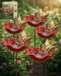 Handmade Metal Flower Garden Stake with Bee Bath & Bird Water Bowl – Decorative Outdoor Yard Art, Butterfly & Pollinator Watering Station, Weather-Resistant Garden Decor Gift(5pcs) by Orxiery