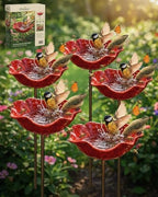 Handmade Metal Flower Garden Stake with Bee Bath & Bird Water Bowl – Decorative Outdoor Yard Art, Butterfly & Pollinator Watering Station, Weather-Resistant Garden Decor Gift(5pcs) by Orxiery