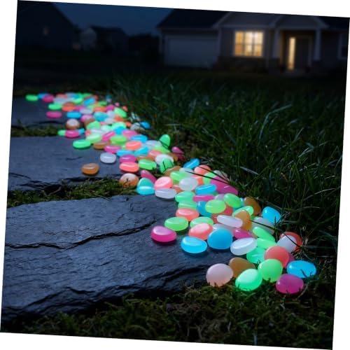 500pcs Glow-in-the-Dark Resin Pebbles for Landscaping and Fish Tanks, Luminous Garden Stones with Night Safety Guidance, Rechargeable by Sunlight, and Pet Friendly Random Color - Image 5