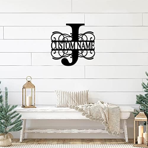 Metal Sign J Custom Name Initial Letter Monogram Customizable Metal Address Sign Plaque Decorative Laser Cut Metal Wall Cut Out Hanging Sign for Yard Yard Kitchen Outside Decorations 18 Inch - Image 3