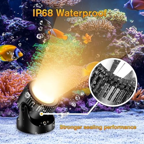 POPOSOAP Pond Lights, 4-in-1 Warm White Underwater Pond Lights, IP68 Waterproof LED Landscape Spotlights for for Pond, Garden, Patio, Fountain, Pool, Waterfall Decoration(4 Head Lamps) - Image 5