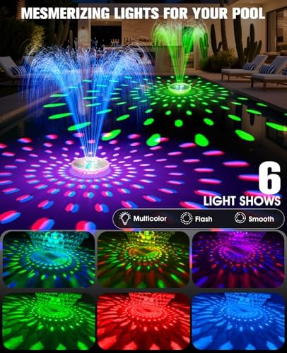 2PKS Solar Pool Fountains with Light Show,Large Solar Pool Water Fountain - Image 6
