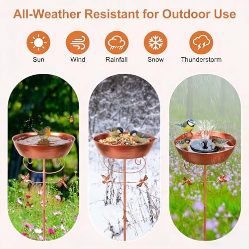 Bird Baths for Outdoors Freestanding Birdbath with Solar Powered Fountain - Image 6