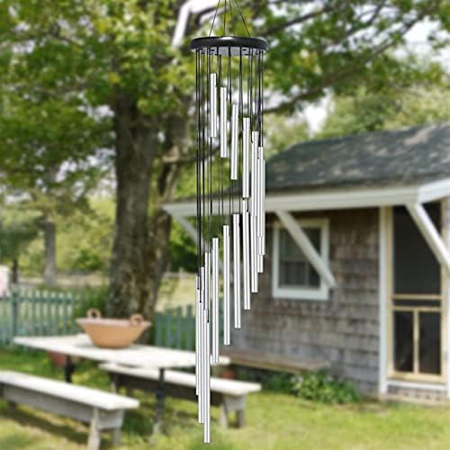 Wind Chimes 90cm Copper Wind Chimes Outdoor Living Yard Tubes Bells Garden Decorations Metal WindChimes 18 Tubes BellsHanging Home Decor (Color : Silver) - Image 2