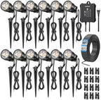 HIBOITEC All-in-One Low Voltage Landscape Lighting Kit, Cool White, 12PCS by HIBOITEC