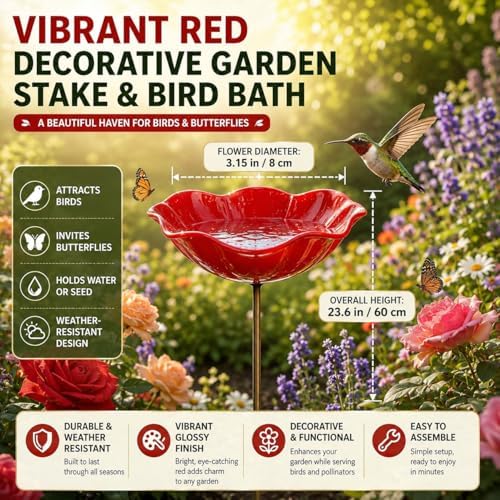 Metal Flower Garden Stakes, Mini Bird Bath and Bee Watering Station with Detachable Copper-Tone Stake, Shallow Alloy Flower Bowl for Garden Yard Patio Butterfly Puddler Decor Gift (Purple, 3 Pcs) - Image 5