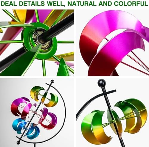 Large Metal Wind Spinner for Garden and Yard – 63 Inch Kinetic Outdoor Sculpture with Dual Direction 360° Spinning Blades – Weather Resistant Moons Yard Art Decor for Patio, Lawn, and Porch - Image 5