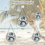 Blue Snowman Stained Glass Window Hanging Suncatcher Winter Gifts 12" - Image 6