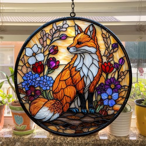 Autumn Floral Fox Acrylic Suncatcher - Image 4