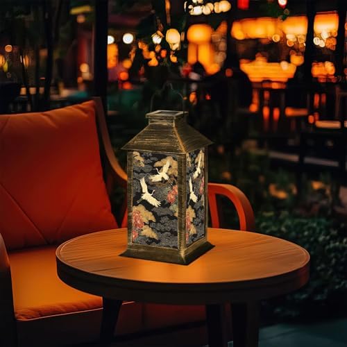 Solar Lantern Crane Birds Elements Oriental Decoration Hand Drawn Bonsai Tree Outdoor Waterproof Hanging Solar Light Outside Lights for Patio Yard House Lawn Decor Birthday Gifts for Women Mom - Image 7