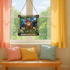 Swinging Garden Gnome Stained Glass Suncatcher – Square Hanging Window Panel for Home or Greenhouse – Whimsical Glass Art Gift for Garden Lovers, Christmas, Halloween, Father Days 1qxQ97 - Image 5